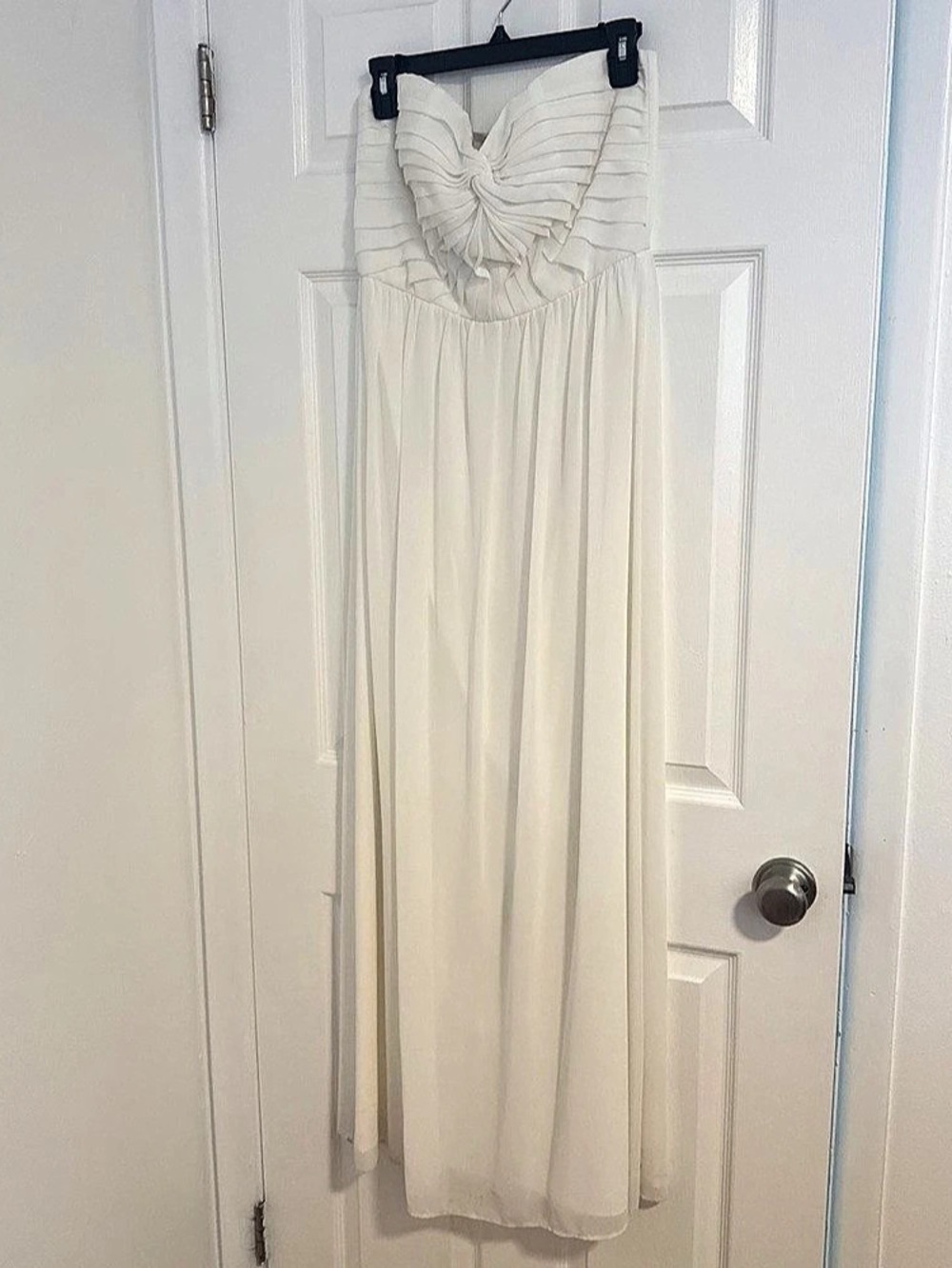 White Draped Neck Maxi Dress Like New